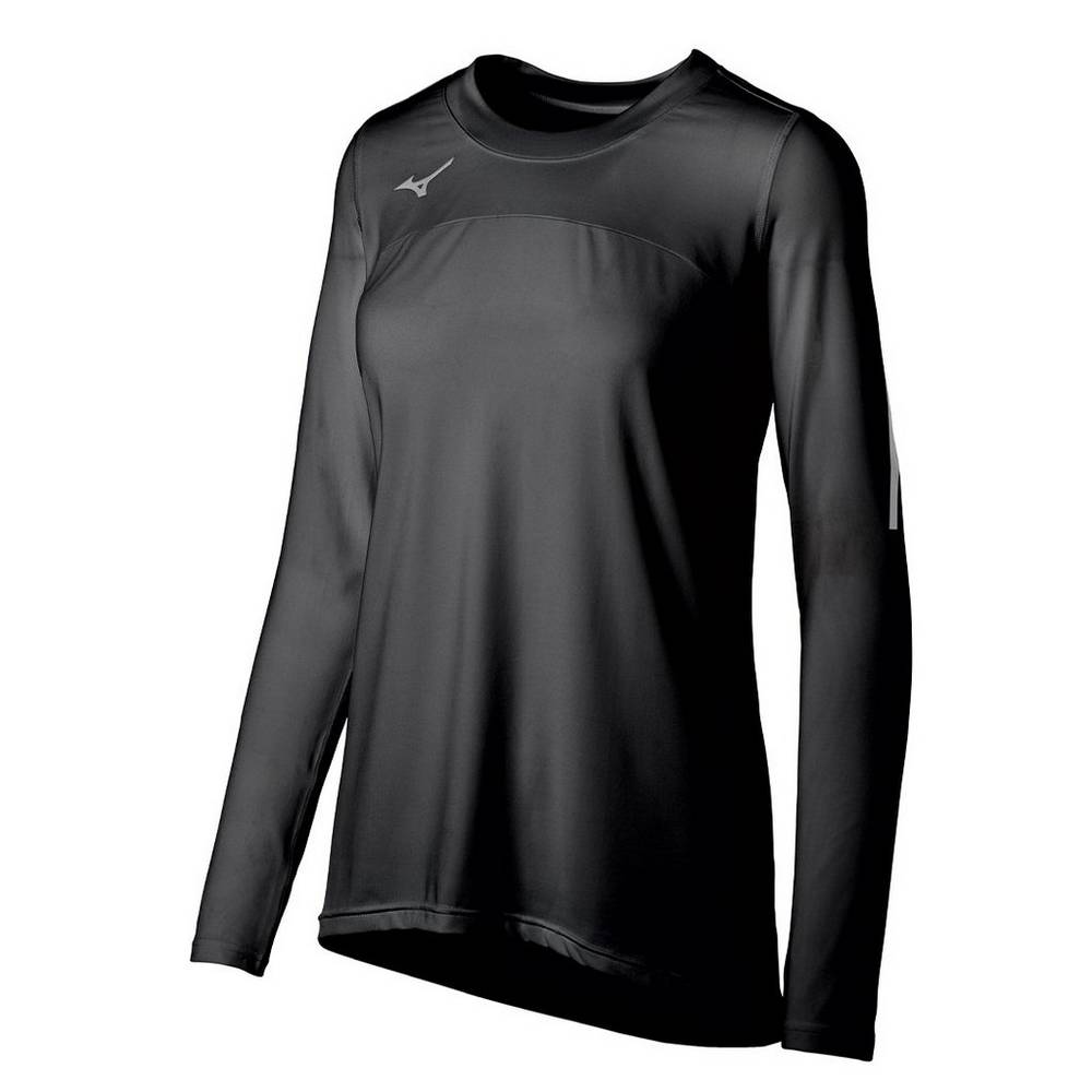 Maglia Mizuno Pallavolo Techno VII Long Sleeve Donna - Nere - 28563-AGIS